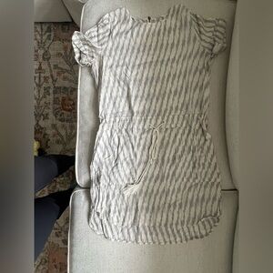 Size small petite loft white and black patterned drawstring dress